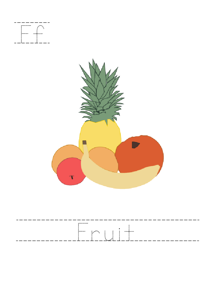 The word Fruit: tracing worksheet