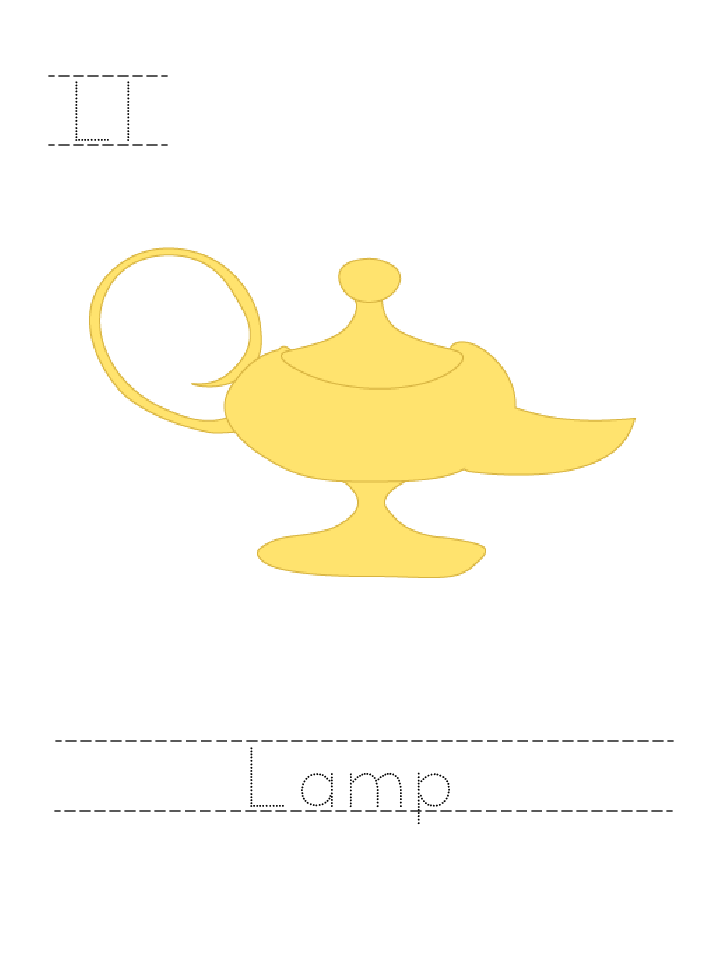 The word Lamp: tracer page example (color)
