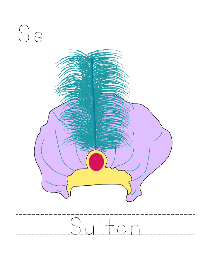 The word Sultan: tracing worksheet