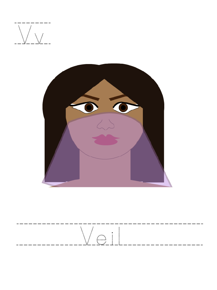 The word Veil: tracing worksheet