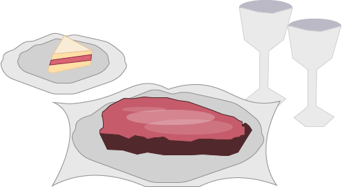 Some items of the big feast that the genie of the lamp gave to Aladdin and his mother.