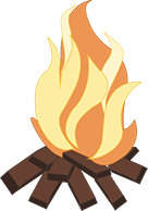 A fire, icon for crossword puzzles.
