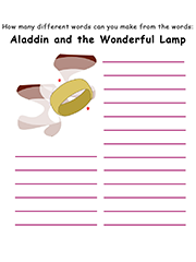 An example of the word mine printable template, in colour.