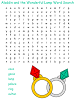 Aladdin Word Search Puzzle.