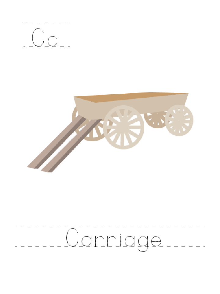 The word Carriage: tracing worksheet