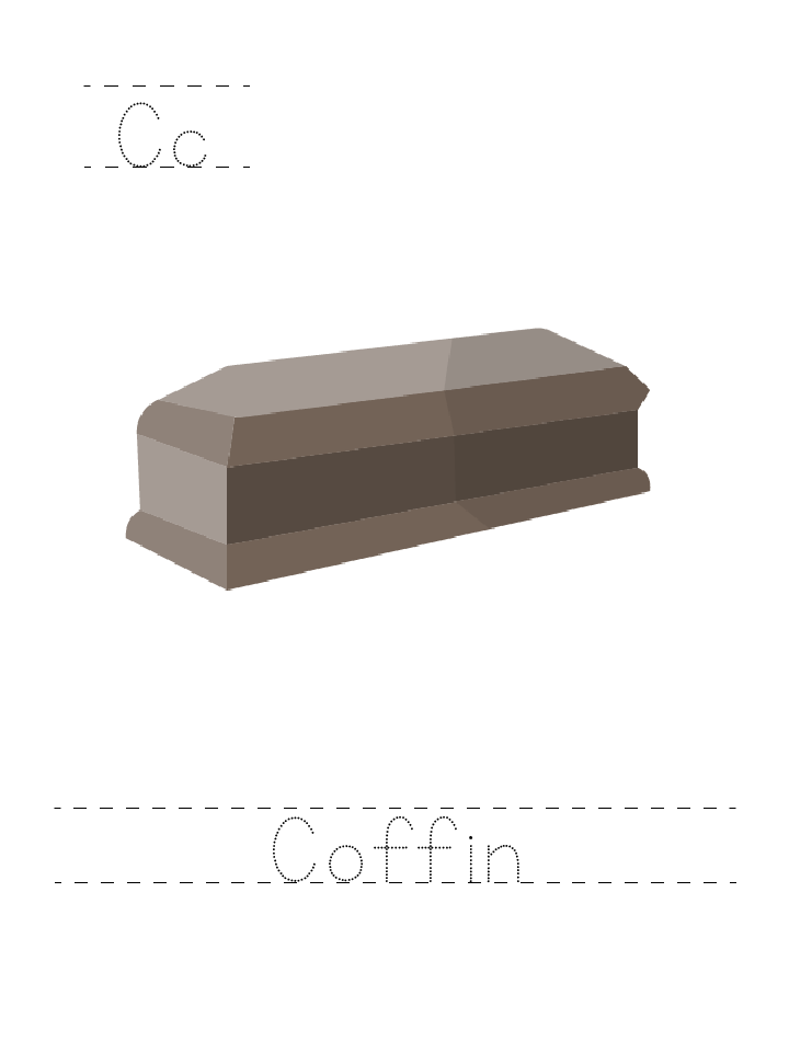 The word Coffin: tracing worksheet
