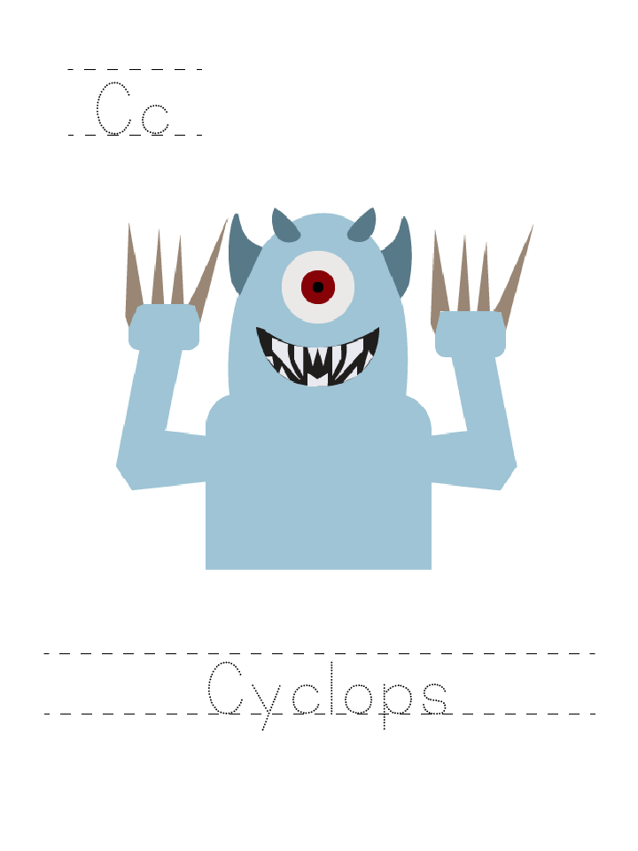 The word Cyclops: tracing worksheet