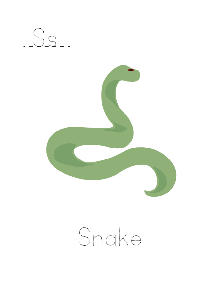The word Snake: tracing worksheet