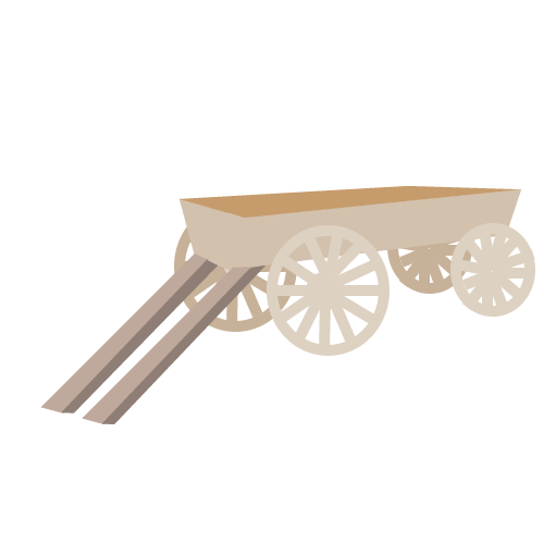 The carriage that the merchant brought to the elephant grave site to carry many tusks back to his home.