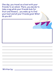 The draw and write printable worksheet for the story of The Seven Voyages of Sinbad.