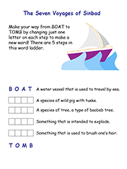 An example of the word ladder printable template, in colour