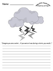 The coloured version of the word prompt worksheet for the story of the Seven Voyages of Sinbad.