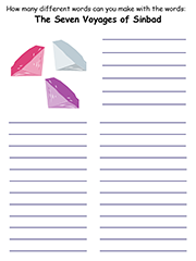 An example of the word mine printable template, in colour